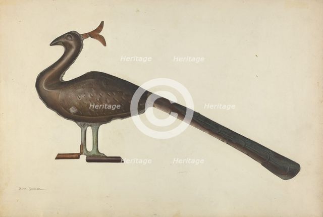 Weather Vane Peacock, c. 1939. Creator: Selma Sandler.