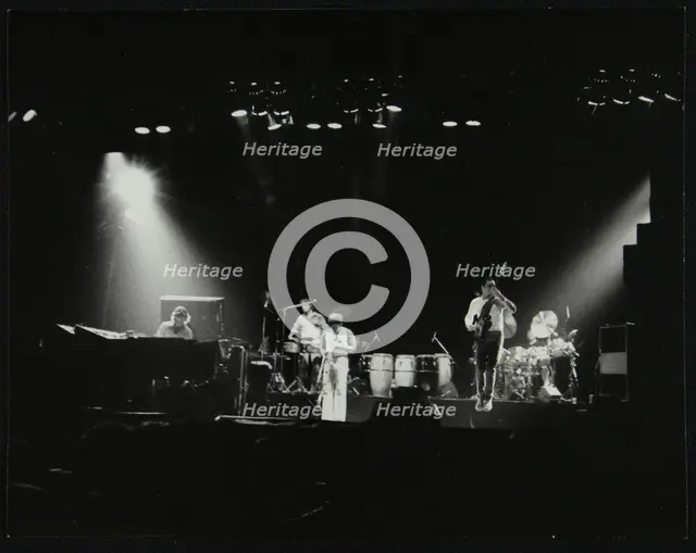 Weather Report in concert at the Odeon, Birmingham, October 1977. Creator: Denis Williams.