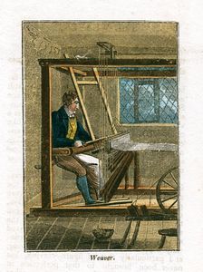 Weaver at his loom, 1823. Creator: Unknown