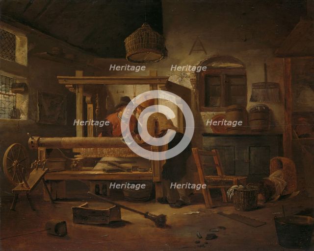 Weaver's Workshop, 1659. Creator: Cornelis Gerritsz. Decker.