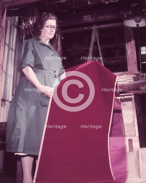 Weaving velvet for the coronation robe, Braintree, Essex, c1953.  Creator: Arthur Charles Kirby Ware.