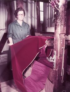 Weaving velvet for the coronation robe, Braintree, Essex, c1953. Creator: Arthur Charles Kirby Ware