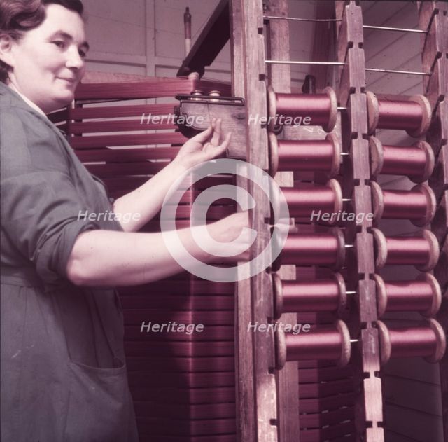Weaving velvet for the coronation robe, Braintree, Essex, c1953.  Creator: Arthur Charles Kirby Ware.