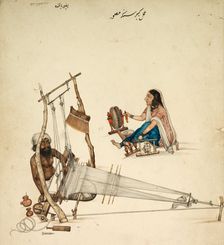 Weaving and Spinning, c. 1860. Creator: Kehar Singh (Indian)