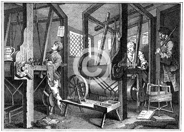 Weaving at Spitalfields, London, 1747 (1894). Artist: Unknown