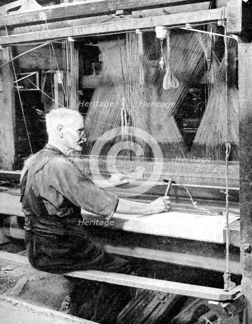 Weaving Irish linen, Lurgan, Armagh, 1936.Artist: Fox