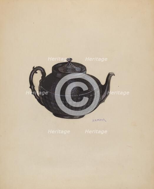 Wedgewood Teapot, c. 1936. Creator: Herbert Marsh.