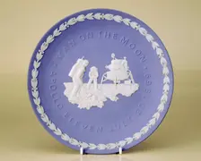 Wedgwood plate commemorating the 1969 Apollo 11 Moon landing, 1972. Creator: Wedgwood