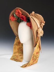 Wedding bonnet, American, 1837. Creator: Unknown