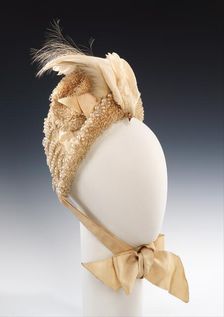 Wedding bonnet, American, ca. 1883. Creator: Snedden