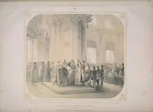 Wedding ceremony of Grand Duchess Katharina Mikhailovna (1827-1894) and Duke Georg of..., 1851. Creator: Timm, Wassili (George Wilhelm) (1820-1895)