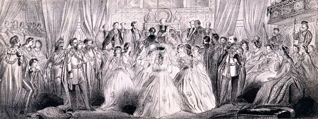 Wedding ceremony of Prince Edward and Princess Alexandra in St George's Chapel at Windsor Castle Artist: Anon