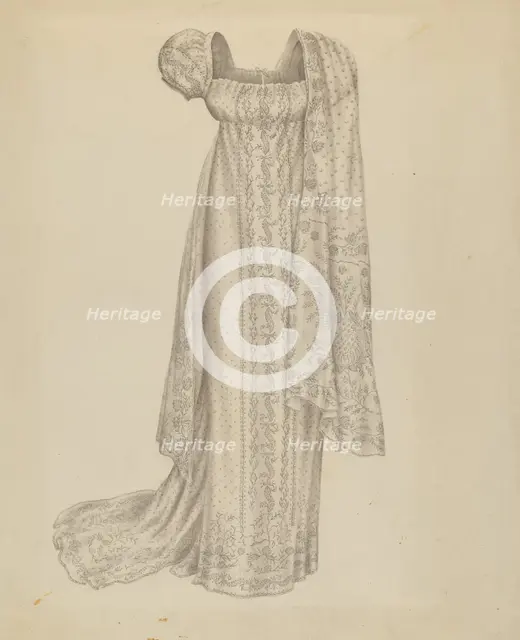 Wedding Dress with Scarf, c. 1939. Creator: Melita Hofmann.