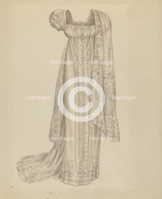 Wedding Dress with Scarf, c. 1939. Creator: Melita Hofmann.
