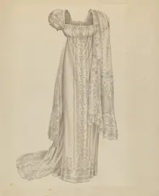Wedding Dress with Scarf, c. 1939. Creator: Melita Hofmann