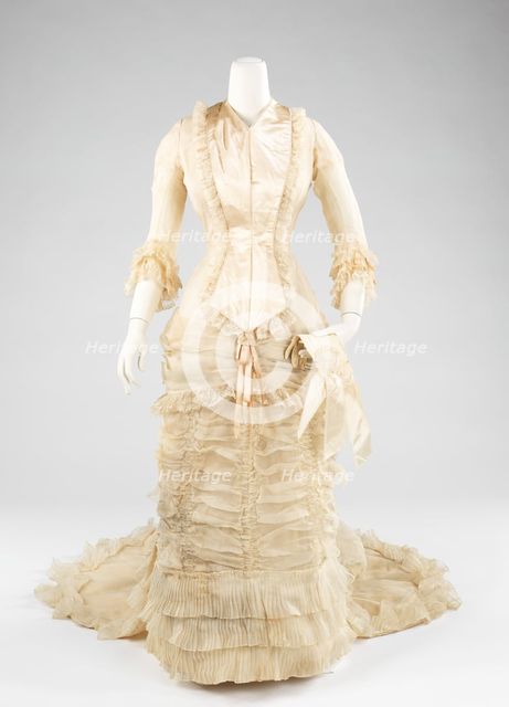 Wedding dress, American, ca. 1880. Creator: Moyen.
