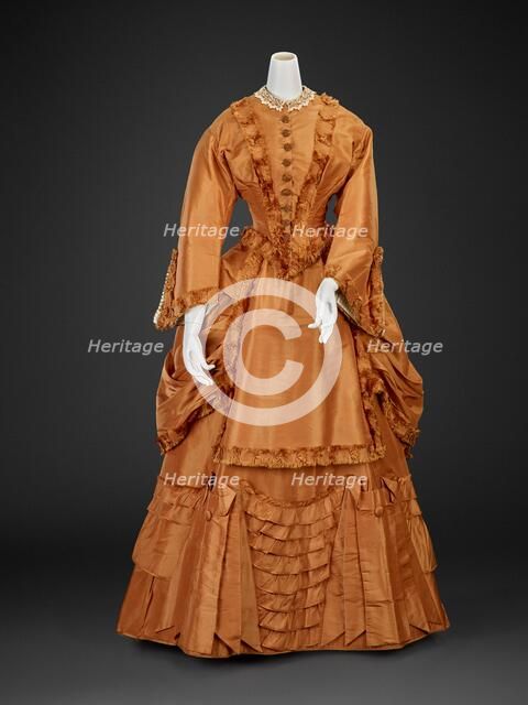 Wedding Dress (Bodice, Overskirt, Skirt), 1871. Creator: Unknown.