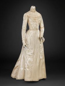 Wedding Dress (Bodice, Skirt), 1890-1900. Creator: Unknown