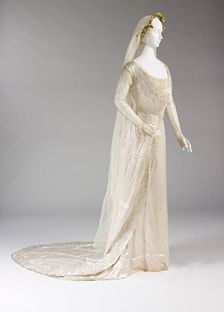 Wedding Dress, Collar, Veil And Matching Stockings, 1909. Creator: Unknown