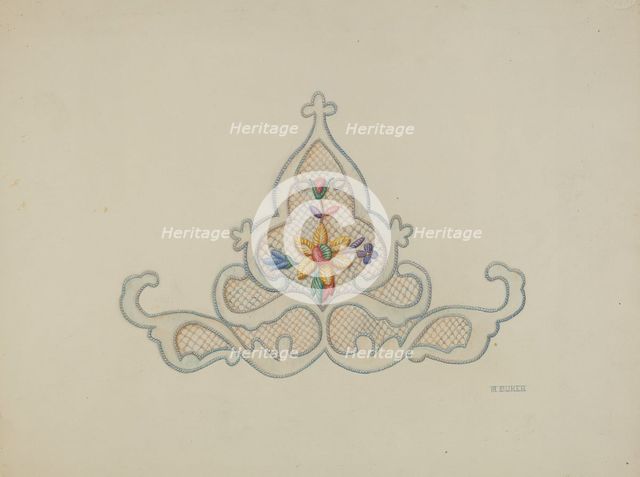 Wedding Dress Motif (Insert), c. 1940. Creator: Ruth Buker.