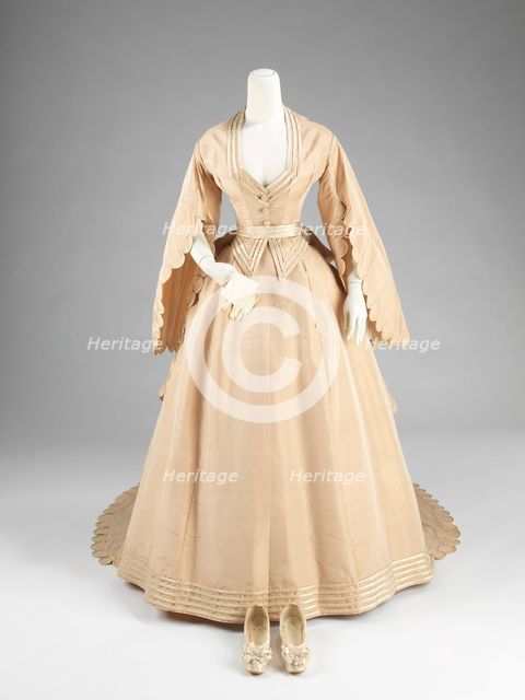 Wedding ensemble, American, 1870. Creator: Courvoisier.