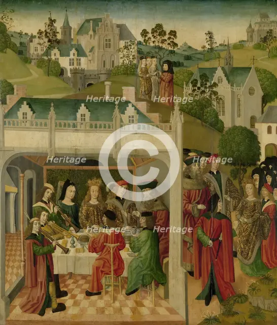 Wedding Feast of Saint Elizabeth of Hungary and Louis of Thuringia in the Wartburg, inner left wing  Creator: Master of the St Elizabeth Panels.