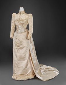 Wedding Gown (Bodice, Skirt, Train), 1890. Creator: Louis Valentin