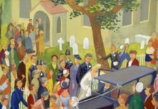 Wedding group in churchyard, c1948. Creator: Shirley Markham