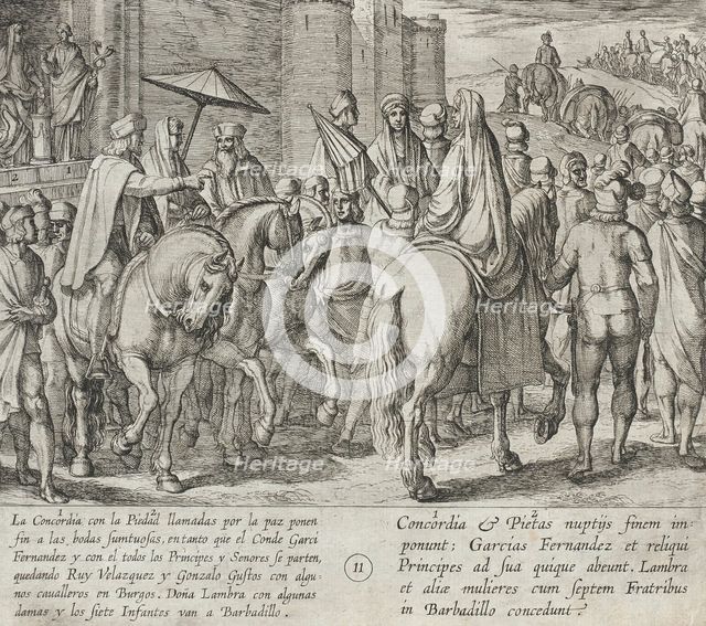 Wedding Guests Depart from Burgos. Gonzalo Gustos Remains with Ruy Velazquez While the..., 1612. Creator: Antonio Tempesta.