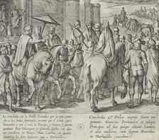 Wedding Guests Depart from Burgos. Gonzalo Gustos Remains with Ruy Velazquez While the..., 1612. Creator: Antonio Tempesta