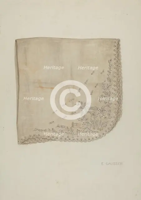 Wedding Handkerchief, c. 1939. Creator: Eleanor Gausser.