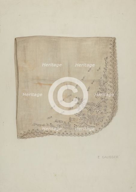 Wedding Handkerchief, c. 1939. Creator: Eleanor Gausser.