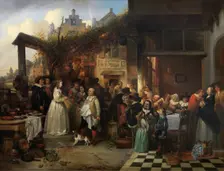 Wedding in Flanders in the Seventeenth Century, 1839. Creator: Jan August Hendrik Leys