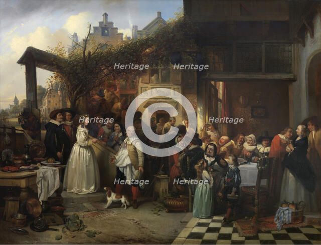 Wedding in Flanders in the Seventeenth Century, 1839. Creator: Jan August Hendrik Leys.