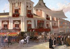 Wedding María de las Mercedes, the royal carriage in the city of Madrid Alfonso XII, King of Sp…