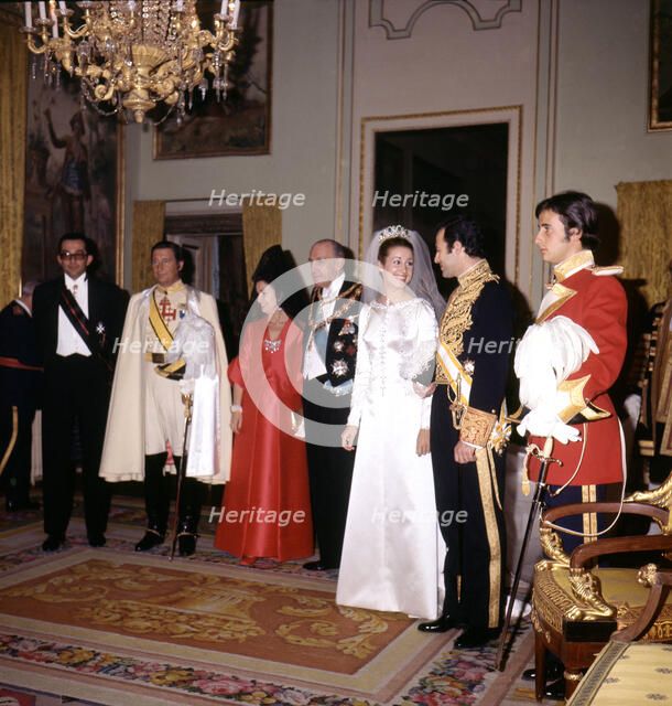 Wedding of Alfonso Borbón Dampierre  (1936-1989) with Maria del Carmen Martinez-Bordiu in 1972.