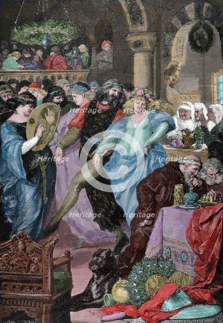 Wedding of Lohengrin and Elsa, daughter of the Duke of Brabant, Germania, 1882. Creator: Adolf Closs.