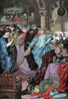 Wedding of Lohengrin and Elsa, daughter of the Duke of Brabant, Germania, 1882. Creator: Adolf Closs