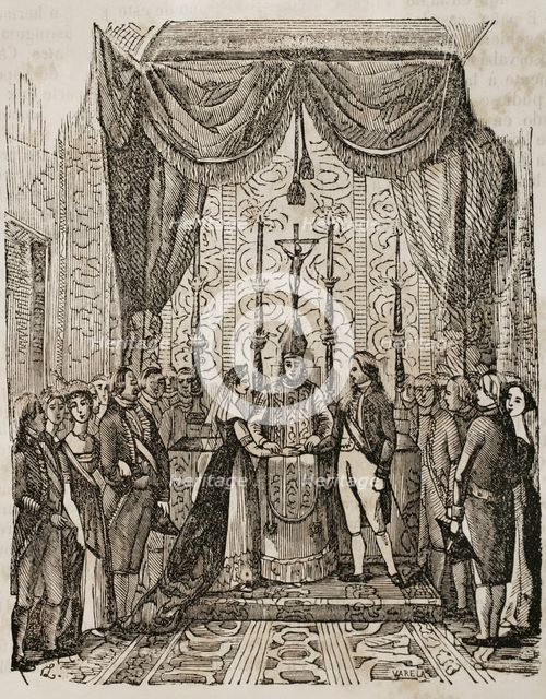 Wedding of Prince Ferdinand to Princess Maria Antonia, on 4 October 1802 in Barcelona, 1851.  Creator: Unknown.