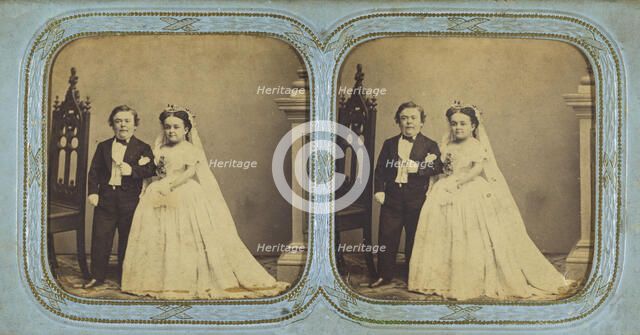 Wedding portrait of \General Tom Thumb\ and Lavinia Warren, 1863. Creator: Charles Dauvois.