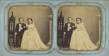 Wedding portrait of \General Tom Thumb\ and Lavinia Warren, 1863. Creator: Charles Dauvois