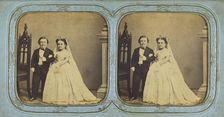 Wedding portrait of \General Tom Thumb\ and Lavinia Warren, 1863. Creator: Charles Dauvois