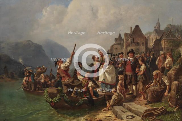 Wedding procession on the Rhine, ca 1860. Creator: Kindler, Albert (1833-1876).