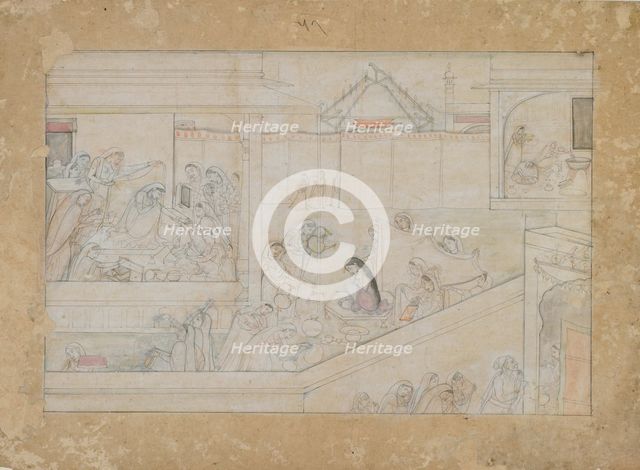 Wedding Preparations: folio from a Nala-Damayanti series, 1775-1800. Creator: Unknown.