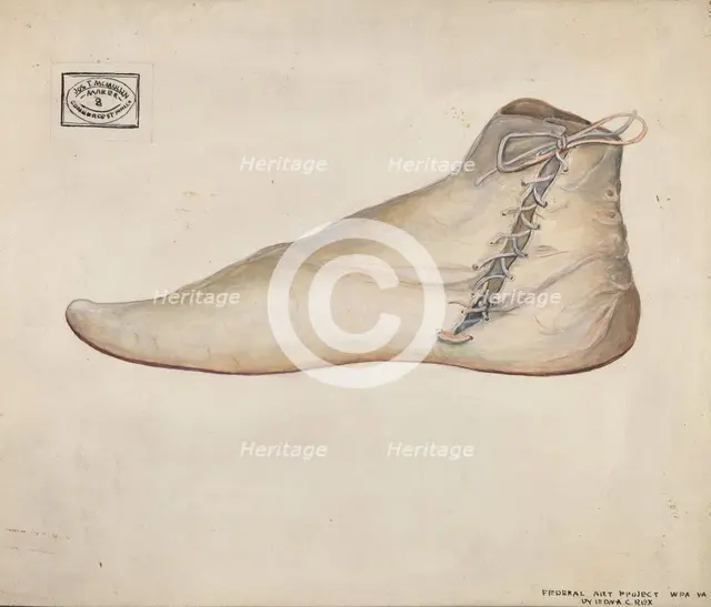 Wedding Shoe, c. 1937. Creator: Edna C. Rex.