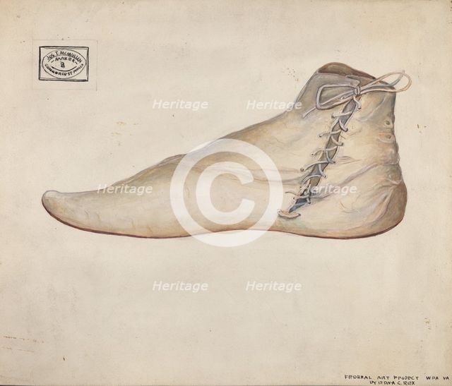 Wedding Shoe, c. 1937. Creator: Edna C. Rex.