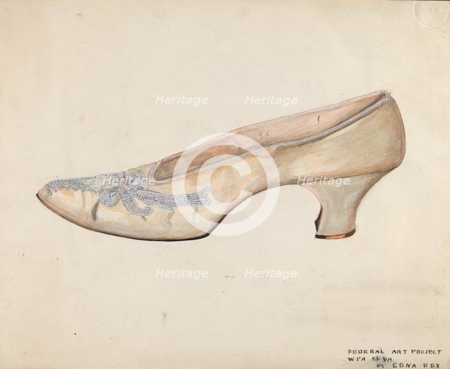 Wedding Slippers, 1935/1942. Creator: Edna C. Rex.