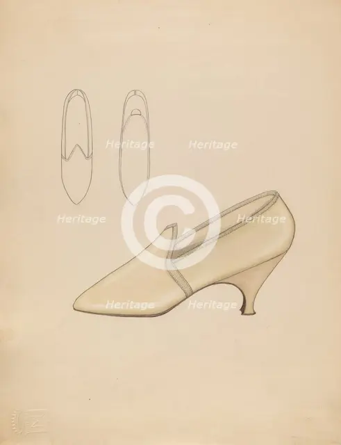 Wedding Slippers, c. 1936. Creator: Doris Beer.