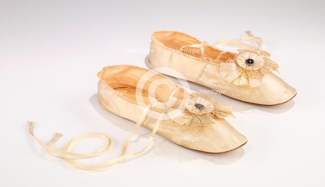 Wedding slippers, probably French, 1857. Creator: Unknown.