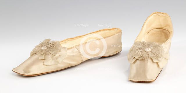 Wedding slippers, probably French, 1835-45. Creator: Unknown.